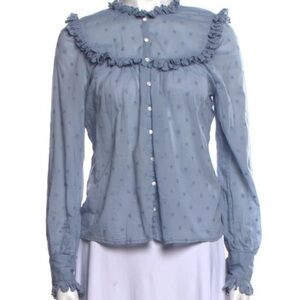 Women's Doen Blue Ruffled Blouse